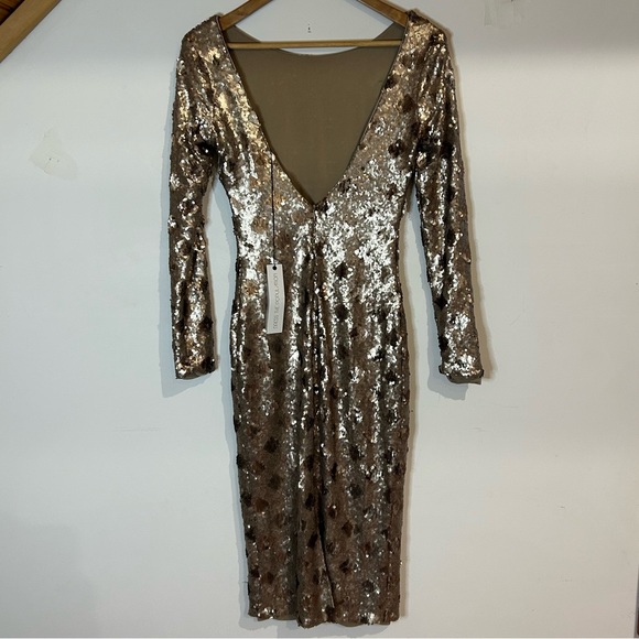NWT Dress the Population Emery Sequin Long Sleeve Cocktail Dress - Picture 4 of 5